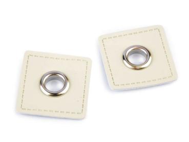 Ösen-Patches  Breite 30 mm ,Höhe 30 mm , Ø 8 mm, Cremegold glänzend